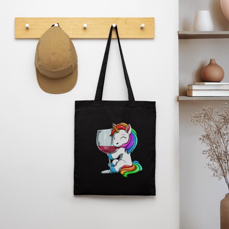 Funny Wine Unicorn Drinking Tote Bag