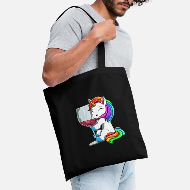Funny Wine Unicorn Drinking Tote Bag