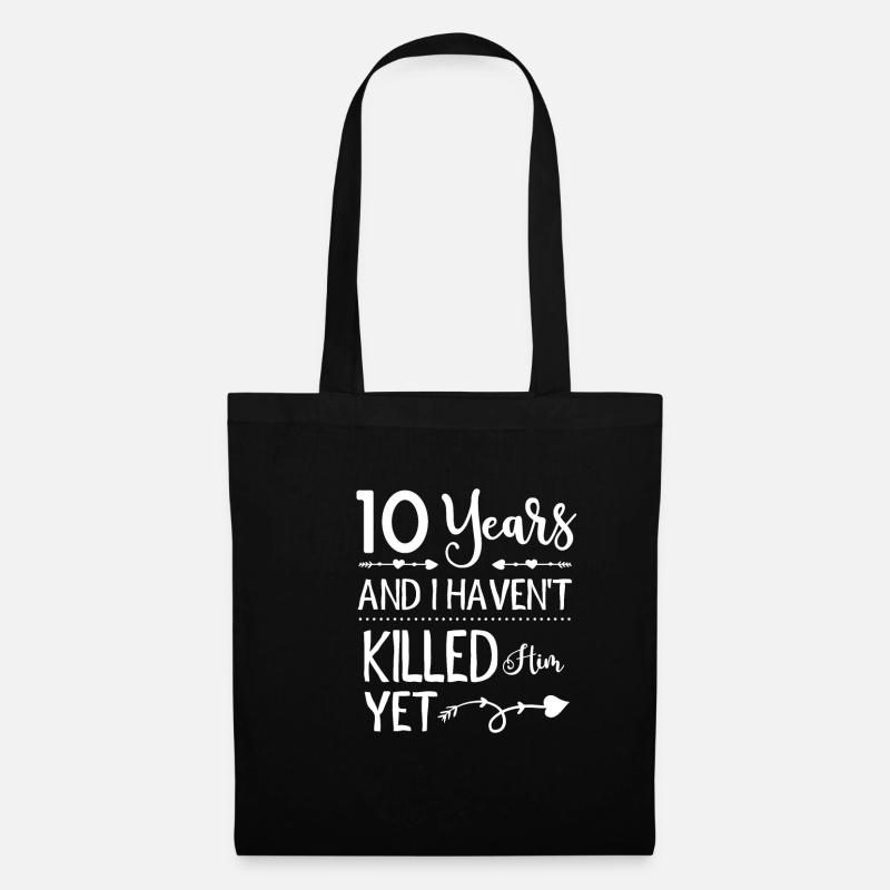 Lustiger 10. Hochzeitstag 10 Jahre Ehe - Stoffbeutel - Schwarz