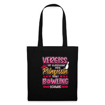Bowling Prinzessin Sport Kegel Spruch Geschenk - Stoffbeutel - Schwarz - Vorne