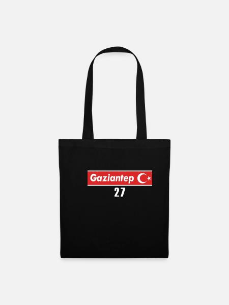 27 Gaziantep Türkisches Nummernschild als Geschenk - Stoffbeutel - Schwarz