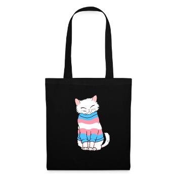 Niedliche Transgender-Katze - Stoffbeutel - Schwarz - Vorne