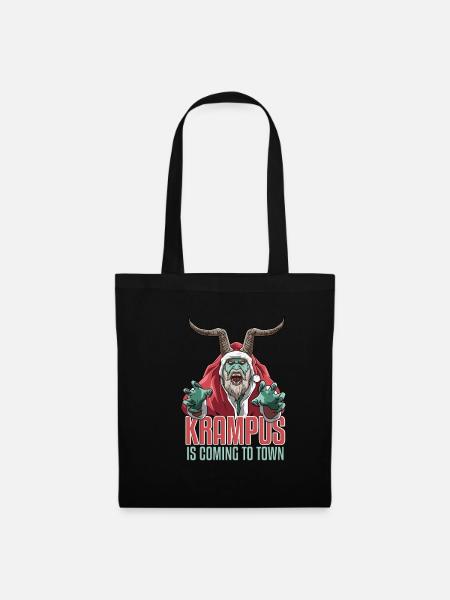 Der Krampus kommt in die Stadt Gruseliges Monster - Stoffbeutel - Schwarz