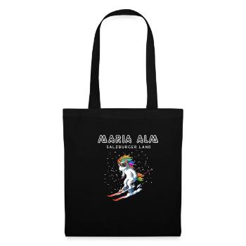 Maria Alm Salzburger Land Österreich Retro Ski - Stoffbeutel - Schwarz - Vorne