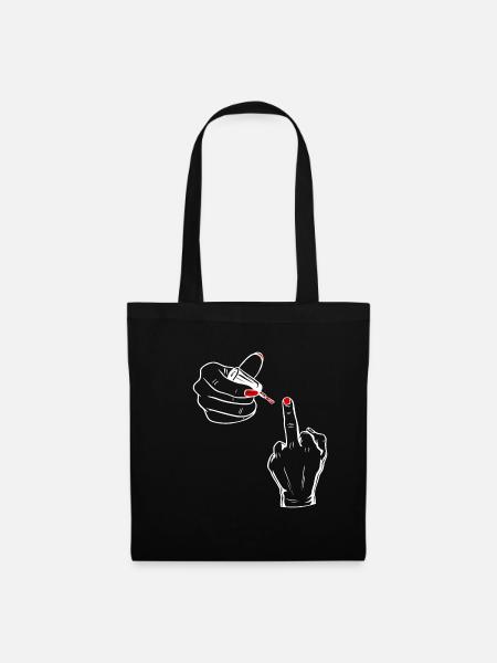 Damen Mittelfinger sarkasmus nagellack - Stoffbeutel - Schwarz