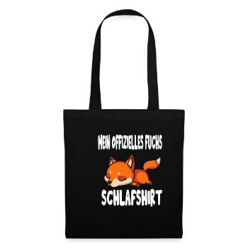 Schlafshirt Pyjama Schlafanzug Fuchs - Stoffbeutel - Schwarz - Vorne