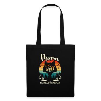 Mama Wolf -Rudel Muttertag Mutter Geschenk Familie - Stoffbeutel - Schwarz - Vorne