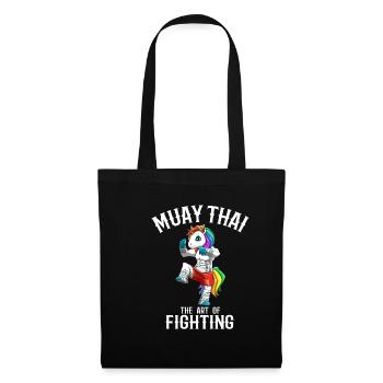 Niedliches Muay Thai Einhorn - Thai Boxen Einhorn - Stoffbeutel - Schwarz - Vorne