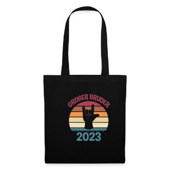 Großer Bruder 2023 Geschenk Babyparty Schwanger - Stoffbeutel - Schwarz - Vorne