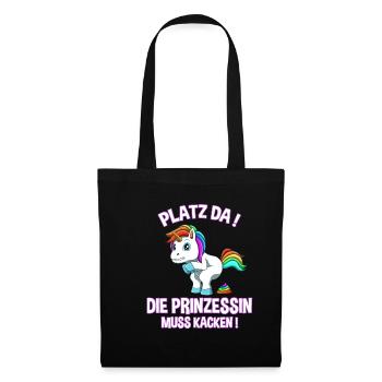 Ich muss kacken - Prinzessin Einhorn Kacken - Stoffbeutel - Schwarz - Vorne