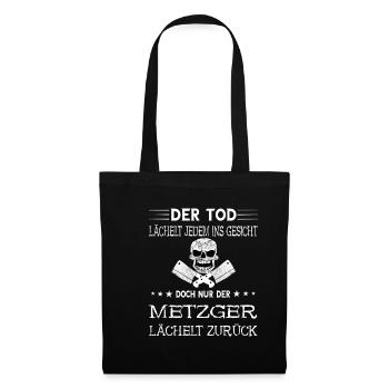 Metzger Totenkopf Metzgermeister Fleischer Fleisch - Stoffbeutel - Schwarz - Vorne