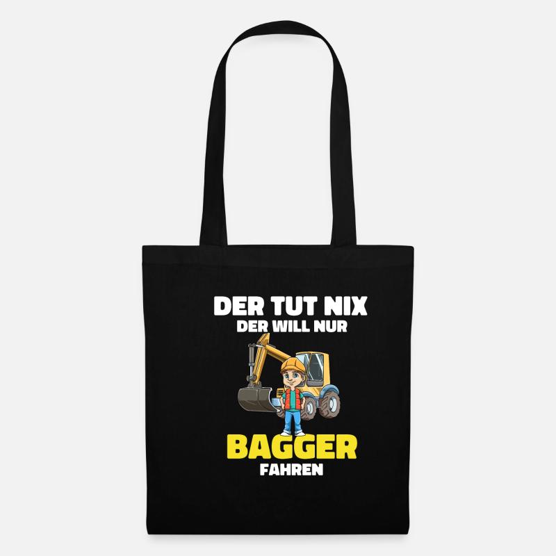 Der Tut Nix der Will Nur Bagger Fahren - Baustelle - Stoffbeutel - Schwarz