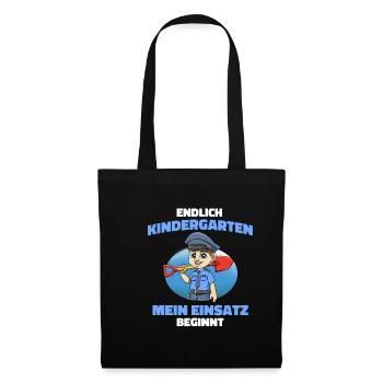 Kindergarten Geschenk Polizei - Kita Polizei Junge - Stoffbeutel - Schwarz - Vorne