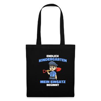Kindergarten Shirt Polizei - Kita Polizei Junge - Stoffbeutel - Schwarz - Vorne
