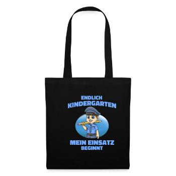 Polizei Kindergarten Junge - Kita Polizei Junge - Stoffbeutel - Schwarz - Vorne