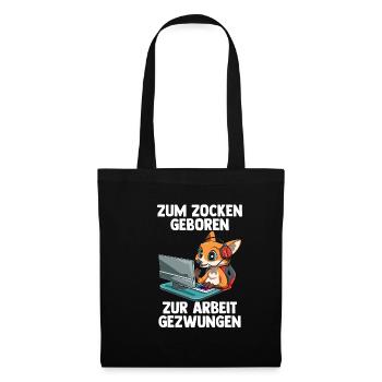 Gamer Fuchs - Computer Spiele Online Spiele - Stoffbeutel - Schwarz - Vorne