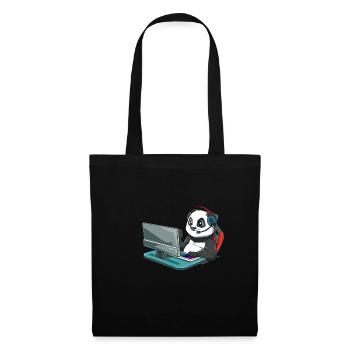 Kawaii Video Gaming Panda - Computerspiel Fuchs - Stoffbeutel - Schwarz - Vorne