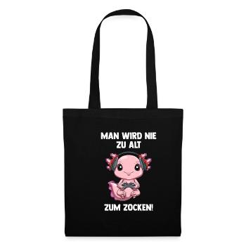 Lustiger Gaming Axolotl - Computer Spiele - Stoffbeutel - Schwarz - Vorne