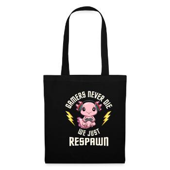 Gamers Never Die - Gamer Axolotl - Computer Gaming - Stoffbeutel - Schwarz - Vorne