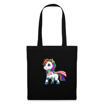 Einhorn 4. Juli - Americorn Patriotisches - Stoffbeutel - Schwarz - Vorne