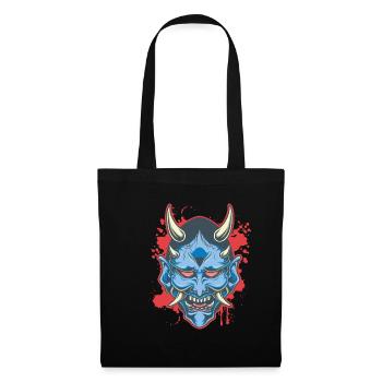 Oni Dämonenmaske - Japanische böse mythische - Stoffbeutel - Schwarz - Vorne