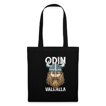 Odin Walhalla Wikinger Kopf - Nordische Kultur - Stoffbeutel - Schwarz - Vorne