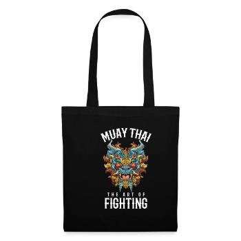 Muay Thai Fu Hundekopf - Thai Boxen Fu Hund - Stoffbeutel - Schwarz - Vorne