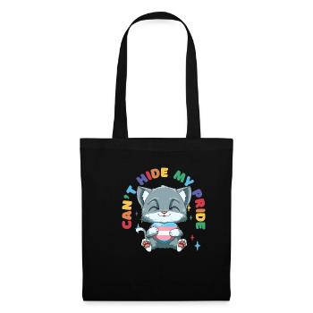 Transgender Stolz Katze - Katze umarmt Transgender - Stoffbeutel - Schwarz - Vorne