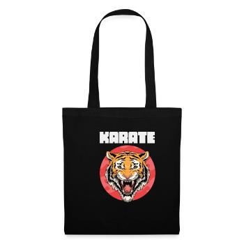 Lustiger Karate-Tigerkopf - Stoffbeutel - Schwarz - Vorne