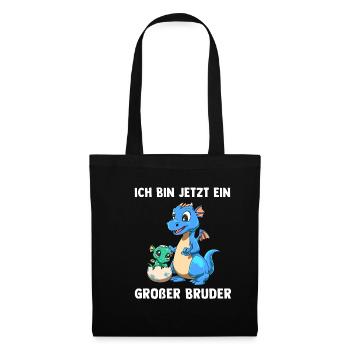 Drachen Großer Bruder - Ich bin jetzt ein Großer - Stoffbeutel - Schwarz - Vorne