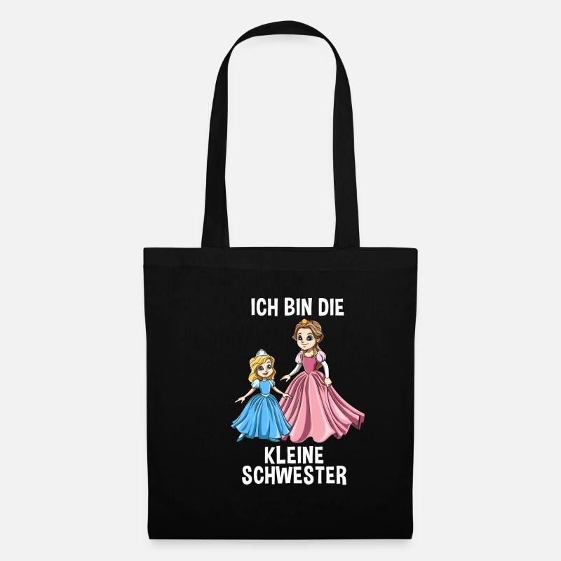 Prinzessin Große Schwester - Ich bin Die große - Stoffbeutel - Schwarz