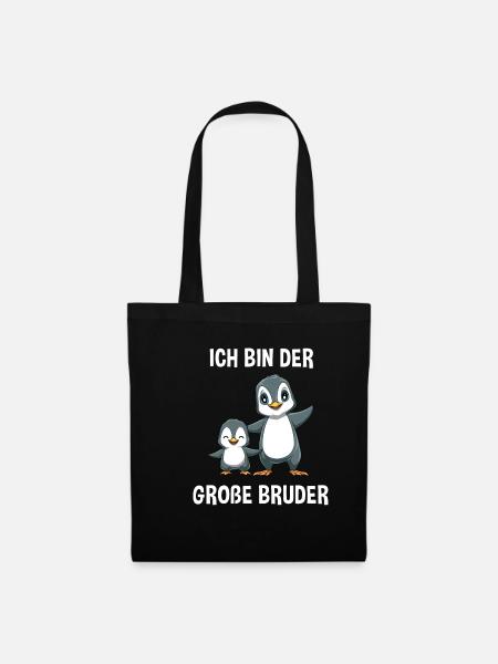 Pinguine Großer Bruder - Ich bin der große Bruder - Stoffbeutel - Schwarz