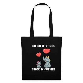 Elefanten Große Schwester Ich bin jetzt ein Große - Stoffbeutel - Schwarz - Vorne