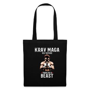 Krav Maga Fighter - Trainieren wie eine Bestie - - Stoffbeutel - Schwarz - Vorne