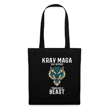 Krav Maga Lion - Trainieren wie eine Bestie - - Stoffbeutel - Schwarz - Vorne