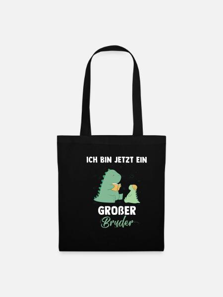 Ich bin jetzt ein großer Bruder - Dino Brüder - Stoffbeutel - Schwarz