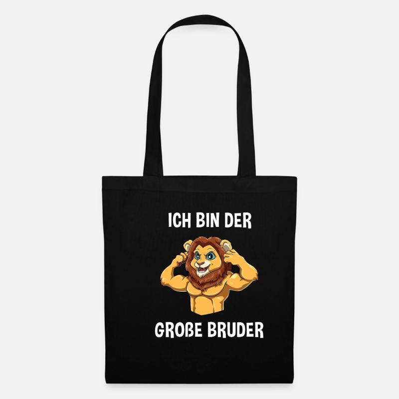 Löwen Bruder Großer Bruder - Ich bin der große - Stoffbeutel - Schwarz