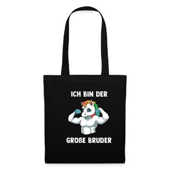 Einhorn Bruder Großer Bruder - Ich bin der Große - Stoffbeutel - Schwarz - Vorne