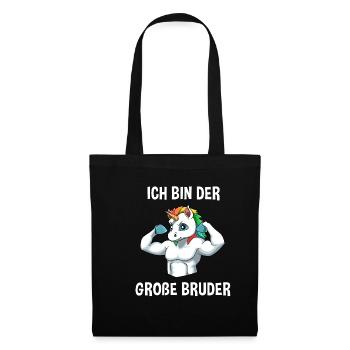 Einhorn Bruder Großer Bruder - Ich bin der große - Stoffbeutel - Schwarz - Vorne