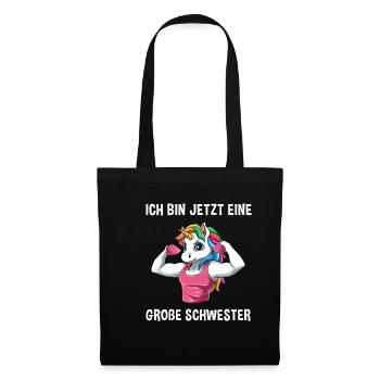 Starkes Einhorn Große Schwester Shirt - - Stoffbeutel - Schwarz - Vorne