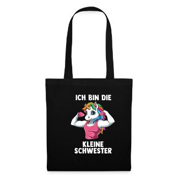 Einhorn kleine Schwester - Ich bin die kleine - Stoffbeutel - Schwarz - Vorne