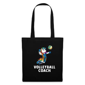 Volleyballtrainer Einhorn - Niedliche - Stoffbeutel - Schwarz - Vorne