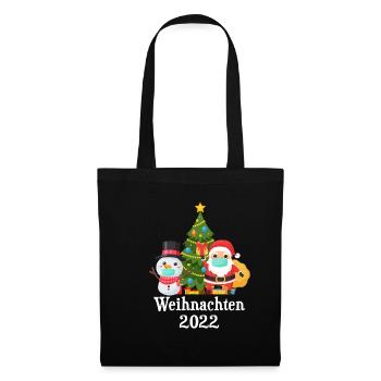 Weihnachten 2022 Geschenk Weihnachtsmann mit Maske - Stoffbeutel - Schwarz - Vorne