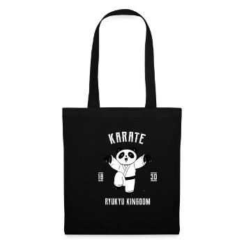 Karate Panda mit Gürtel - Karate Japanische - Stoffbeutel - Schwarz - Vorne