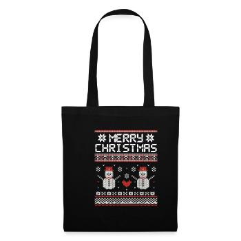 Joyeux bonhomme de neige de Noël - Sac en tissu - noir - Devant