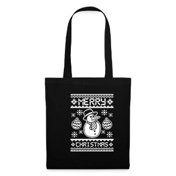 Joyeux Noël Cool bonhomme de neige avec - Sac en tissu - noir - Devant