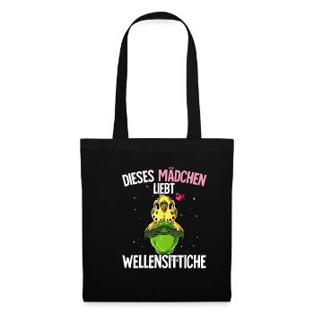 Wellensittich Mädchen - Stoffbeutel - Schwarz - Vorne