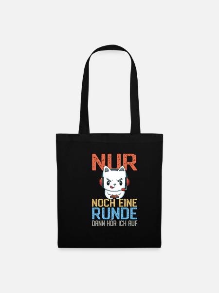 Lustiger Gaming Katze - Gamer Computerspiele - Stoffbeutel - Schwarz