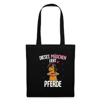 Pferd Mädchen - Stoffbeutel - Schwarz - Vorne