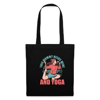 Yoga Mama Braucht Wein Mutter Weinliebhaber - Stoffbeutel - Schwarz - Vorne